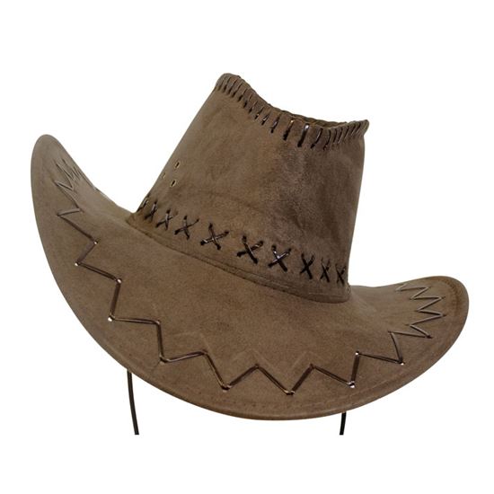 Cowboyhoed leerlintjes bruin - Willaert, verkleedkledij, carnavalkledij, carnavaloutfit, feestkledij, hoeden, cowboyhoed, cowboy, far west, verre westen, western, indiaan